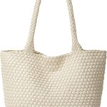 Woven Tote Bag Womens Purse: Vegan Leather Shoulder Handbags – Fashion Summer Beach Tote Bags – Large Travel Totes