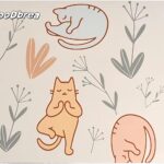 Mini Yoga Mat with Playful Cat Design, Yoga Knee Pads,Double-Sided Non-Slip, Meditation,Exercise Mat for Women&family use,White