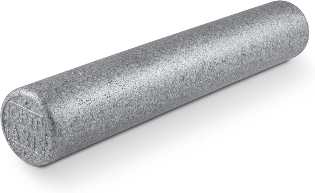 OPTP Silver AXIS Foam Roller, Moderate Density for Sports Medicine, Physical Therapy, Pilates, Yoga – Myofascial Release on Trigger Points (Silver Moderate Density, 36″ x 6″ Round)