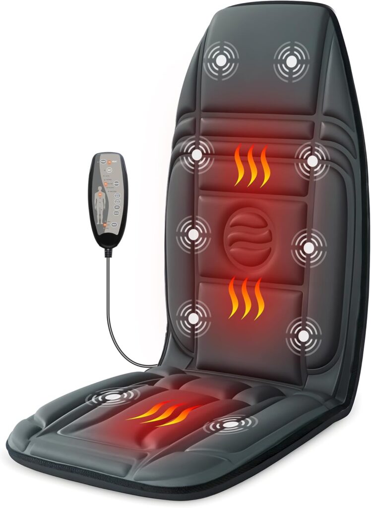 Vibration Back Massager with Heat, Massage Chair Pad with 10 Vibration Motors & 2 Heating Levels, Chair Massager for Recliner, Office Chair, Sofa