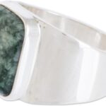 NOVICA Artisan Handmade Men’s Jade Single Stone Ring Green Statement from Guatemala .925 Sterling Silver Cocktail Gemstone ‘Virtue in Green’
