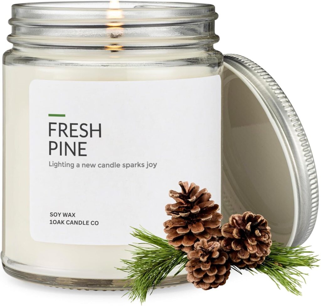 1OAK Soy Wax Candles (Fresh Pine) – Pine Candle – Soy Candles for Home Scented – Long Burning Premium – Hand-Poured (7oz.)