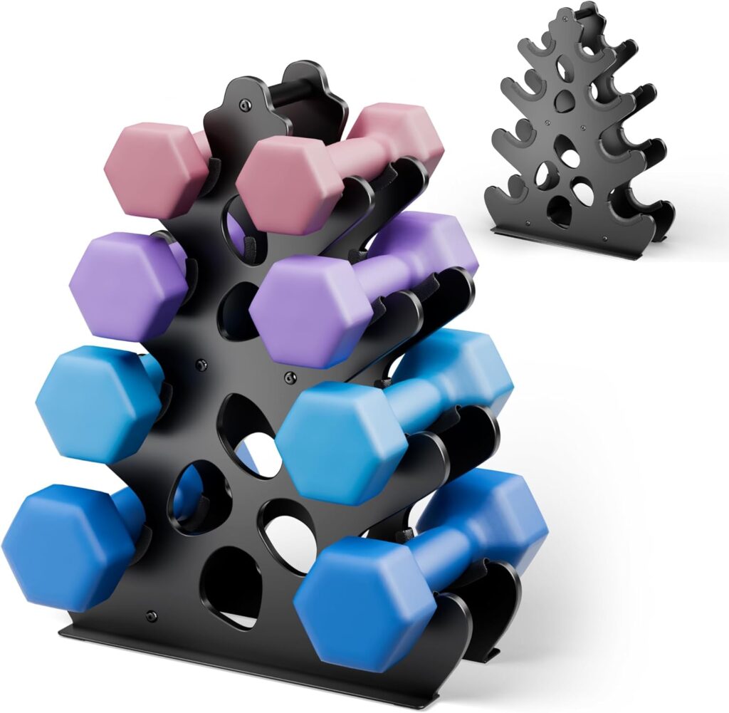 5-Tier | 4-Tier | 3-Tier Dumbbell Rack Only for Home Gym, Women Dumbbell Holder with Handle, Weight Racks For Free Weights Dumbbell Tower (Dumbbells Not Included)