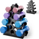 5-Tier | 4-Tier | 3-Tier Dumbbell Rack Only for Home Gym, Women Dumbbell Holder with Handle, Weight Racks For Free Weights Dumbbell Tower (Dumbbells Not Included)