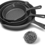 WANGYUANJI Heavy-Duty Cast Iron Skillet Set – Durable Frying Pans for Stove, Oven, Grill & Campfire, Easy to Use and Clean, Black(5.91inch,7.87inch,10.04inch)