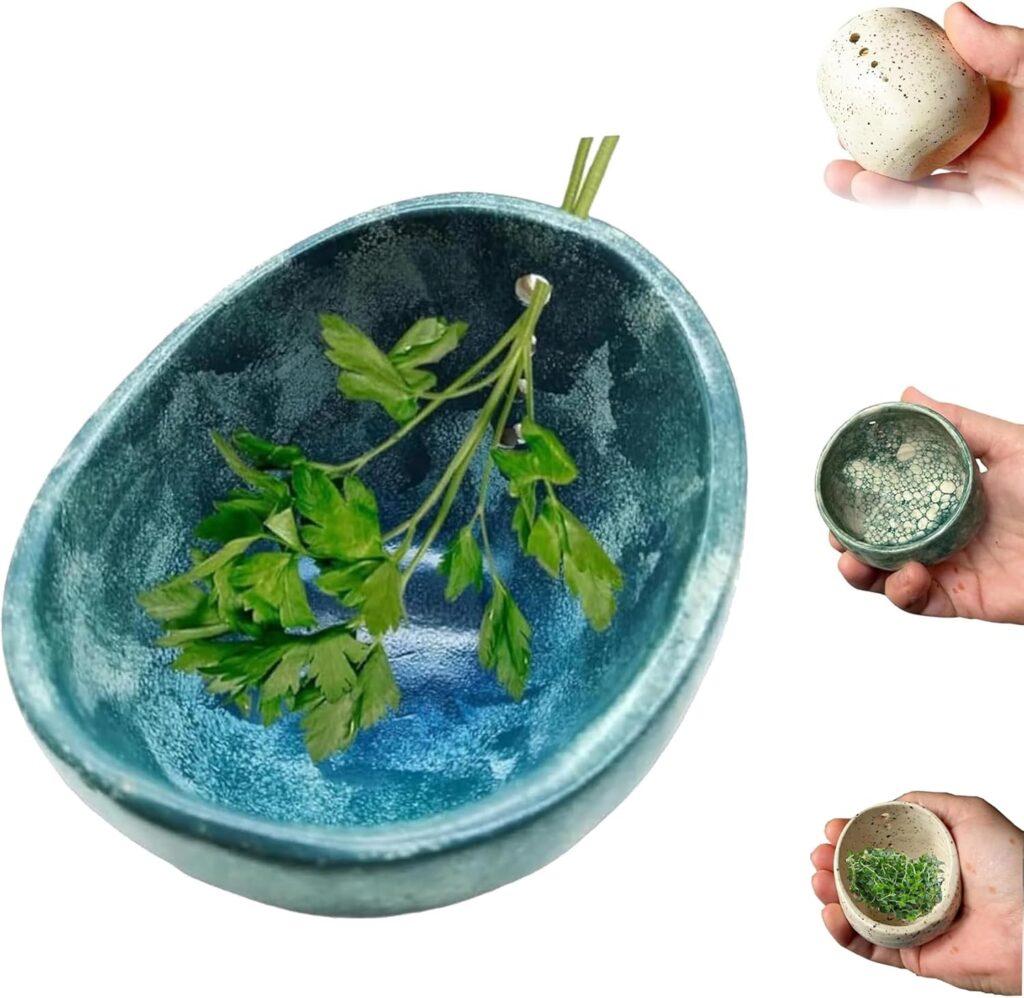 Pottery Herb Stripper Bowl, Handmade Pottery Herb Stripper Bowl, Different Hole Sizes for Separating Leaves and Stems, Efficient & Quick Leaf Removal (C)