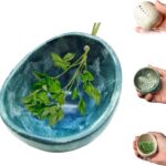 Pottery Herb Stripper Bowl, Handmade Pottery Herb Stripper Bowl, Different Hole Sizes for Separating Leaves and Stems, Efficient & Quick Leaf Removal (C)