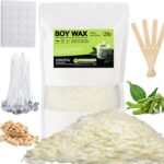 DINGPAI Natural Soy Wax for Candle Making, 2lb Organic Soy Wax Flakes, Premium Soy Candle Wax for Candle Making Supplies, Pure Candle Wax from Farm, No Harmless, Additives