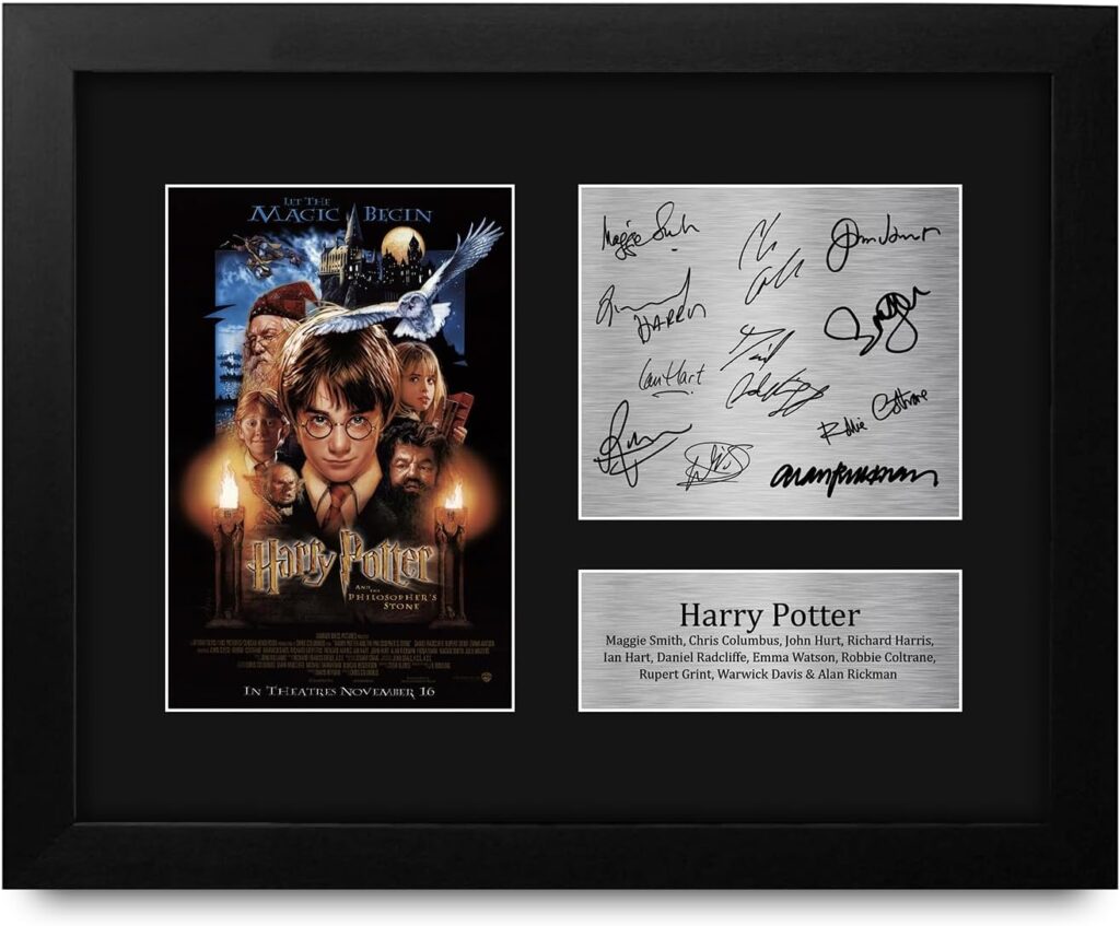 HWC Trading Harry Potter Cast Daniel Radcliffe, Emma Watson Framed Gifts Printed Signed Autograph Picture for Movie Memorabilia Fans – US Letter Size
