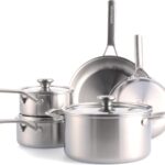 Merten & Storck Tri-Ply Stainless Steel 8 Piece Cookware Pots & Pans Set,Professional Cooking,Multi Clad,Measurement Markings,Drip-Free Pouring Edges,Durable Glass Lids, Induction,Oven&Dishwasher Safe