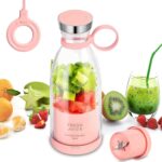 Portable Juicer Blender – 350ml Wireless Electric for Fresh Juice, Smoothies & Milkshakes – BPA-Free, Easy Clean, Compact Travel Cup for Gym, Office, Home（Pink）