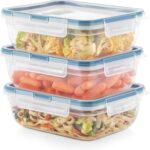Snapware Total Solution 3-Pack (8.5-Cup) Plastic Food Storage Containers Set, Leakproof & Airtight Locking Lids Rectangular Tupperware, Non-Toxic BPA-Free Lids, Microwave Dishwasher Freezer Safe