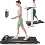 UREVO Walking Pad, Under Desk Treadmill for Home/Office, Portable Walking Treadmill 2.25HP, Walking Jogging Machine with APP 265 lbs Weight Capacity Remote Control LED Display
