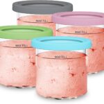 For Ninja Creami NC299AMZ & NC300s Series Ice Cream Makers, BPA-Free &Dishwasher Safe, 16oz Pints with Lids 4 Pack – Assorted Colors, Ice Cream Containers