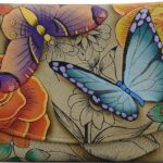 Anna by Anuschka Women’s Geniune Leather Hand Painted Large Three Fold Checkbook Clutch Wallet