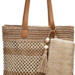 Beach Straw Bags for Women, Summer Travel Bag Woven Straw Purse, Handmade Clutch Beach Tote Bag Shoulder Handbags