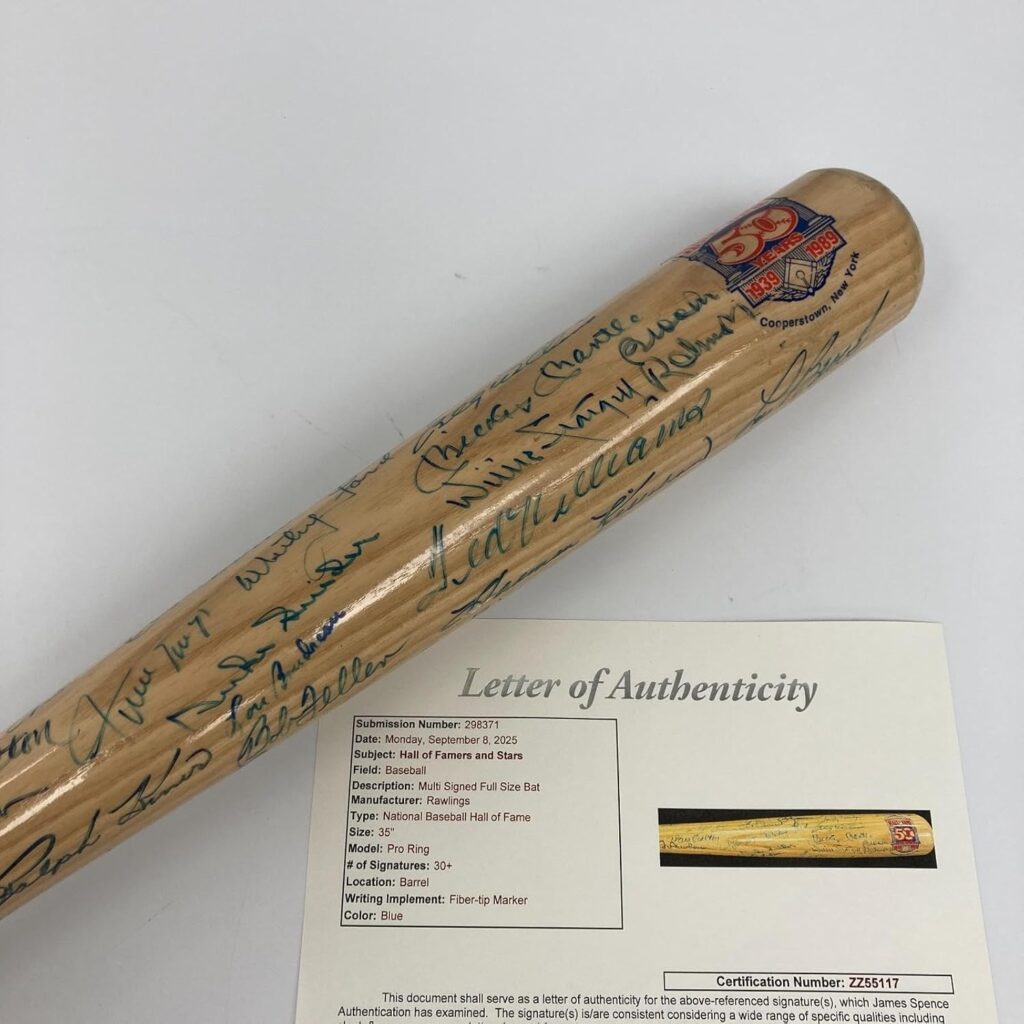 Mickey Mantle Ted Williams Willie Mays Hank Aaron HOF Multi Signed Bat JSA COA – Autographed MLB Bats