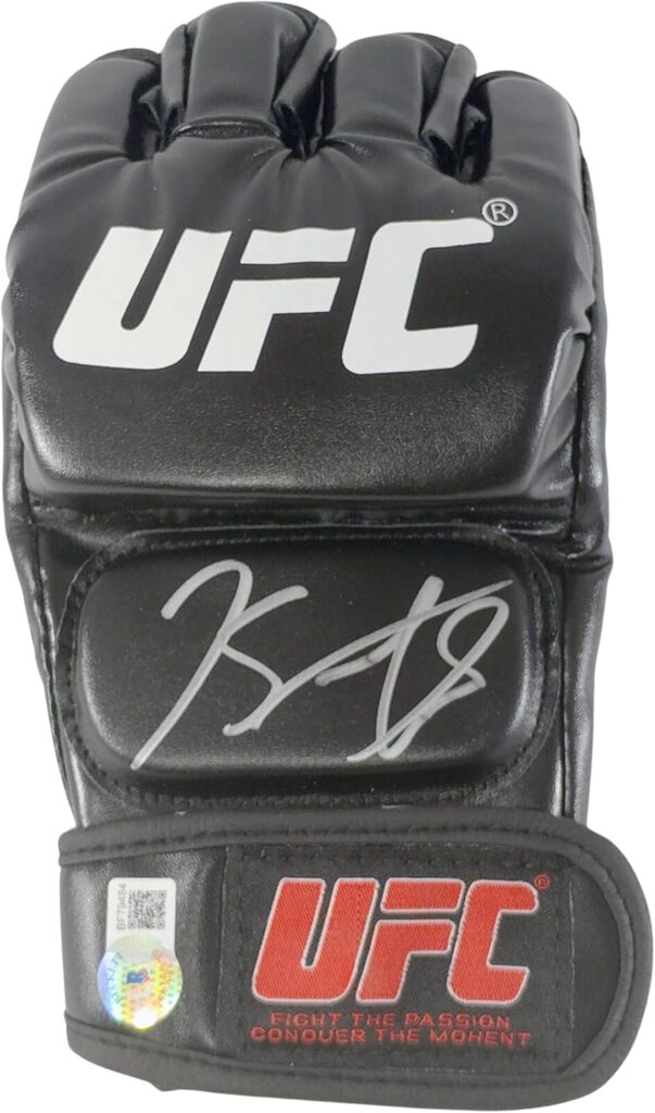 Kamaru Usman Signed UFC Glove Beckett Authenticated Autograph Ultimate Fighting Championship MMA Gloves Boxing and Sports Memorabilia Gifts for Him and Her