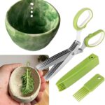2025 Latest Herb Stripper Pottery Bowl Cutter Tool: Stripping Ceramic Fresh Herbs Kale Striper Cilantro Cutting Razor Gifts Herbalists Peeler Shredder Chopper Clay Copper Small Cup Grater (GREEN A)
