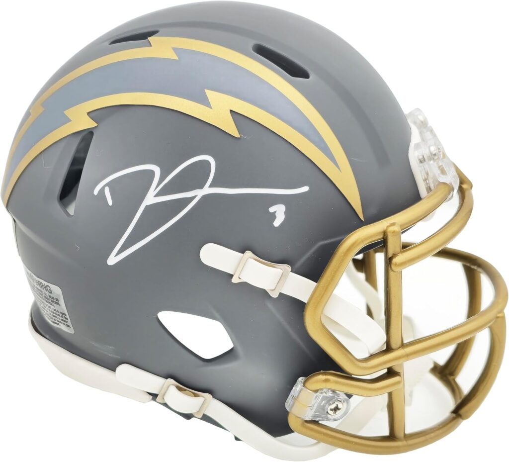 Derwin James Jr. Autographed Slate Gray Speed Mini Football Helmet Beckett BAS Witness Stock #230073