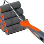 11 Pack 4″ High Density Foam Paint Roller Kit, Special Caved-in Foam Roller for Smooth & Precision Finish, Small Black Foam Mini Rollers for Painting Walls, Cabinets, Doors, Furniture, Trim