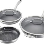 Cuisinart FusionPlus Nonstick Stainless Steel Cookware Set, 5-Piece Skillet Cooking Set with PFAS-Free PURELYSEAR Ceramic Non Stick Technology, Scratch Proof, Cool Grip Handles, Dishwasher Safe