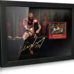 ORIMAMI Soccer Star Wayne Rooney Framed Poster with 1x35mm Film Mini Cell Display,Printed Signed Photograph Gifts for Wayne Rooney Fans – 8×6 Inches
