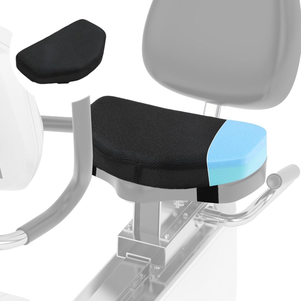 MABOZOO Exercise Bike Seat Cushion, Comfort Recumbent Bike Seat Cushion Stationary Pad with Washable Cover, Foam Rower Mat Pad for Rowing Machine, Bicycle