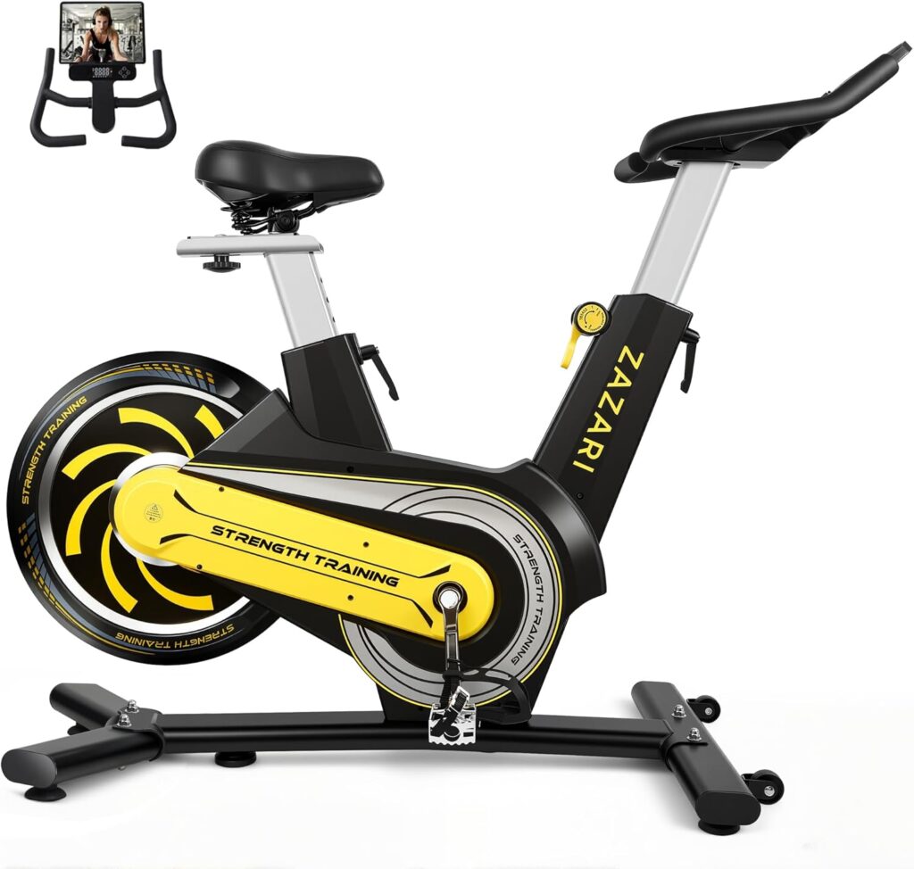 Semi-Commercial Exercise Bike 350 lbs Capacity, Magnetic Stationary Bikes for Home Gym with Multi-Grip Handlebar, Comfortable Seat, Silent Belt Drive, Rear Flywheel & Tablet Holder