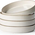 famiware Star 8.25″ Pasta Bowls, Large Dinner Bowls Set of 4, Salad Bowl Plates, Shallow Bowls for Eating, White