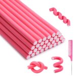Selizo 30Pcs 9.45″x0.55″ Flexible Hair Rollers, Foam Curlers for Short, Medium and Long Hair, No Heat Curlers, Hair Rods – Pink(Diameter 0.55′)