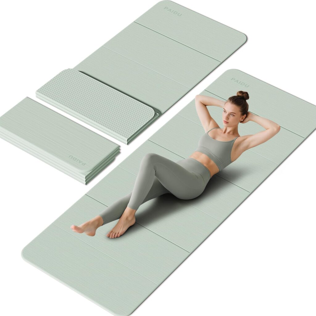 Foldable Yoga Mat – 10mm Extra Thick, 75″26″ Non-Slip Exercise Fitness Mat | SGS Eco-Certified, Portable for Yoga/Pilates/Studio/Home Workout