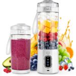 MIAOKE 2026 Upgrade 700 ML Portable Smoothie Blender, Rechargeable Personal Blende, Contains both Automatic and Pulse Functions, with Travel Cup and Lid, 6 Sharp Blades, Mixer Blender Machine Kitchen