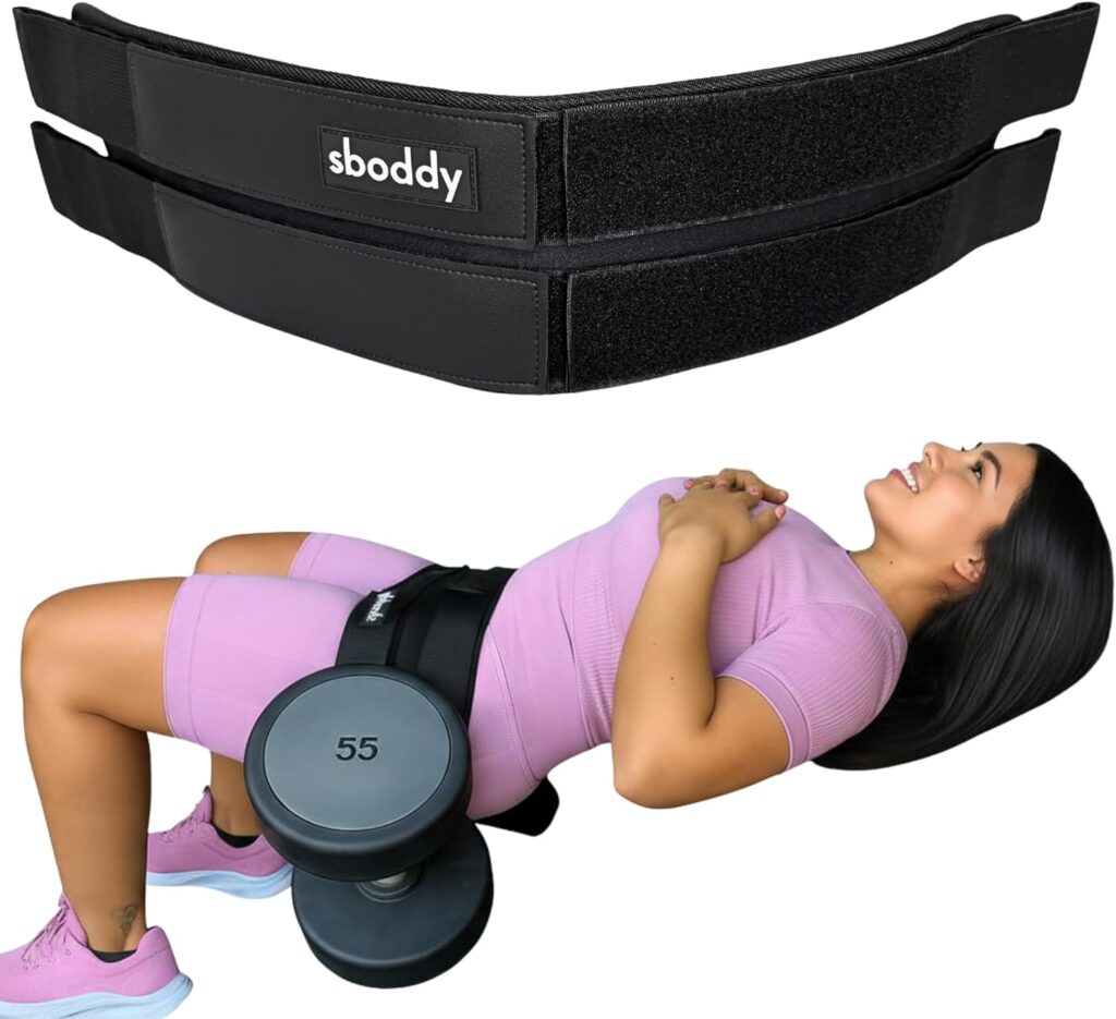 Hip Thrust Belt with Dual-Strap Design – Booty Builder for Heavy Dumbbells, Kettlebells & Plates Up to 400 lbs – Comfortable Glute Workout Equipment for Women – Coach Tested – Home & Gym Use.