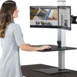 Victor High Rise Electric Dual Monitor Standing Desk Workstation, 28″ X 23″ X 20.25″, Black/Aluminum