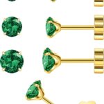 14K Gold CZ Flat Back Earrings for Women Hypoallergenic Cartilage Cubic Zirconia Earrings Studs 20G Handmade Nap Screw Back Earrings for Helix Conch Multiple Piercing