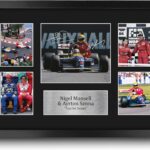 HWC Trading Nigel Mansell & Ayrton Senna Gifts Printed Signed Autograph Presentation Display for F1 Formula 1 Racing Fans – 16″ x 12″ Framed
