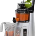 Omega Wide Mouth Juicer Compact Vertical Cold Press Vegetable and Fruit Juice Extractor with 3-Inch Hopper 2-Speed Slow Juicing with Space Saving Design, 120-Watts, Black