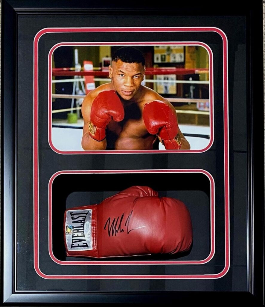 Mike Tyson Signed Glove Shadow Box JSA & Tyson Hologram Kid Dynamite – Autographed Boxing Gloves