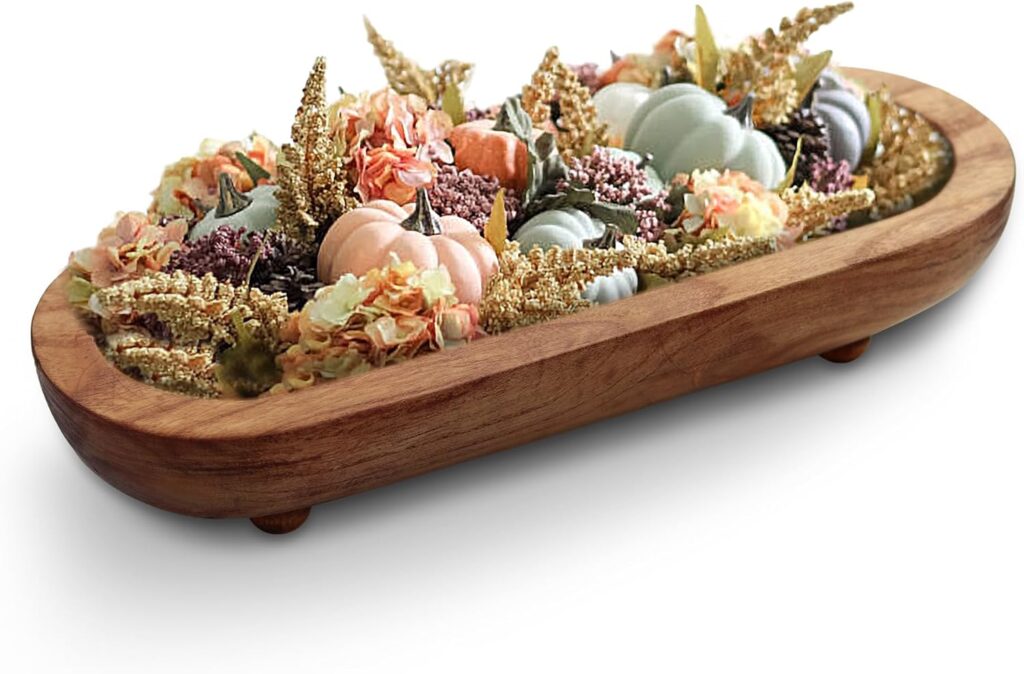 Rustic Handcrafted Wooden Dough Bowl for Decor – Wooden Bowls Decorative, Organic Modern Style, Decor Bowl, Centerpiece Bowl Four Legged Base Artisan Crafted Dough Bowl for Stylish Home Kitchen Decor