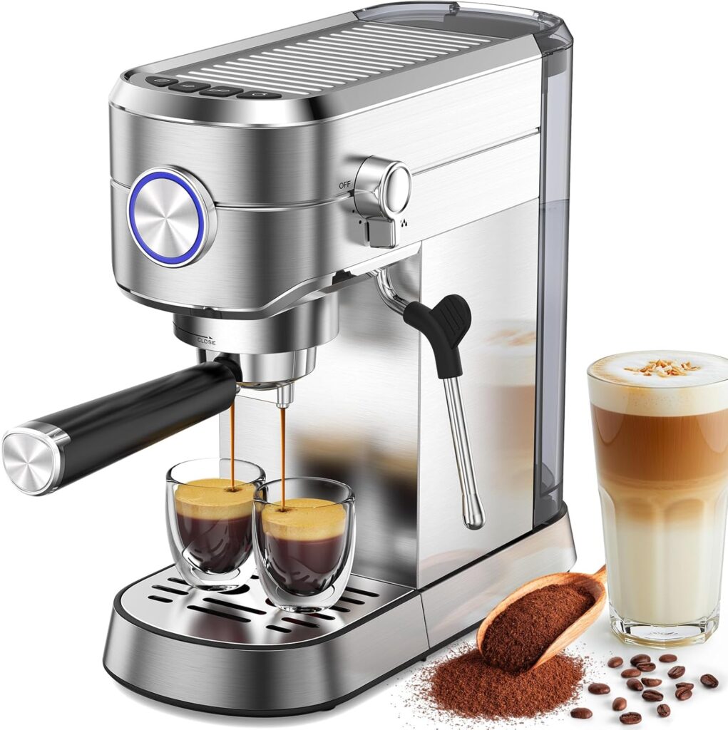 Espresso Machine 20 Bar,Compact Espresso Machine with Milk Frother,Stainless Steel Coffee Maker with 40 oz Removable Water Tank for Cappuccino,Latte