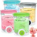 4 Pack Creami Pints and Lids for Ninja NC700 NC701 Series, Compatible with Ninja Swirl Ice Cream & Soft Serve Makers, BPA-Free & Dishwasher Safe, 4 Colors