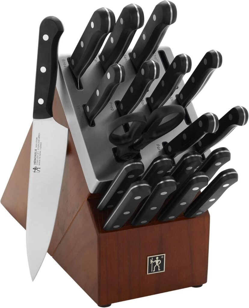 HENCKELS Solution Razor-Sharp 20-pc Knife Set, Chef Knife, Bread Knife, Steak Knife, German Engineered Informed by 100+ Years of Mastery