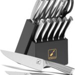 Knife Set, imarku 14Pcs Kitchen Knives Set, Premium Japanese Knife Set with Block, Razor-Sharp High Carbon Stainless Steel Knives Set for Kitchen, Dishwasher Safe, Built-in Sharpener, Black