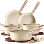 CAROTE 14Pcs Pots and Pans Set Non stick, Ceramic Cookware Set, Non-toxic Kitchen Cooking Set, PFAS and PFOA Free