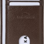 KARAKORAM Vertical Handcrafted Premium Leather Front Pocket Credit Card Holder with RIFD Protection | Artisan Made Slim Leather Wallet | Finger Glide Slots for Cards and ID (Wildwood Espresso)