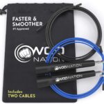 WOD Nation Adjustable Speed Jump Rope For Men, Women & Children – Blazing Fast Fitness Skipping Rope Perfect for Boxing, MMA, Endurance