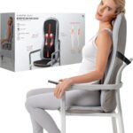 Sharper Image Smartsense Shiatsu Realtouch Massaging Chair Pad with Extra Cushion, Soothing Heat, 4 Deep Kneading Gel Nodes, Pain Relief for Neck, Back, Shoulders, Lumbar, Pressure Points Body Scan