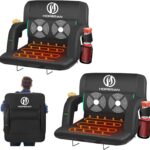 HOPERAN Massage Heated Stadium Seats for Bleachers with Back Support & Lumbar Pillow, 3 Level Heating & 6 Modes Massage Portable Heated Stadium Chairs for Bleachers