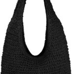 Women Large Straw Beach Bag Handmade Woven Shoulder Bags Hobo Tote Handbag Purse for Summer